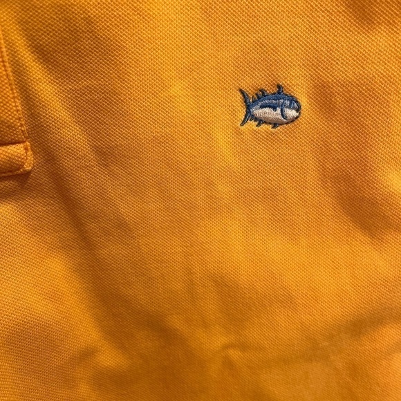 Southern Tide Orange Seersucker Placket Polo Sz M EUC - Picture 3 of 6
